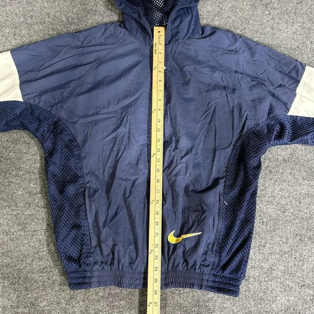 Vintage Nike Jacket Boys XL 18-20 Blue Colorblock Hooded Windbreaker Nylon